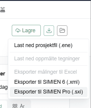 Eksportmeny i BEMIFY